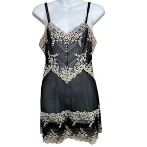 Vintage Wacoal Y2K Fairy Grunge Whimsygoth Lace Chemise‎ Black Size Medium